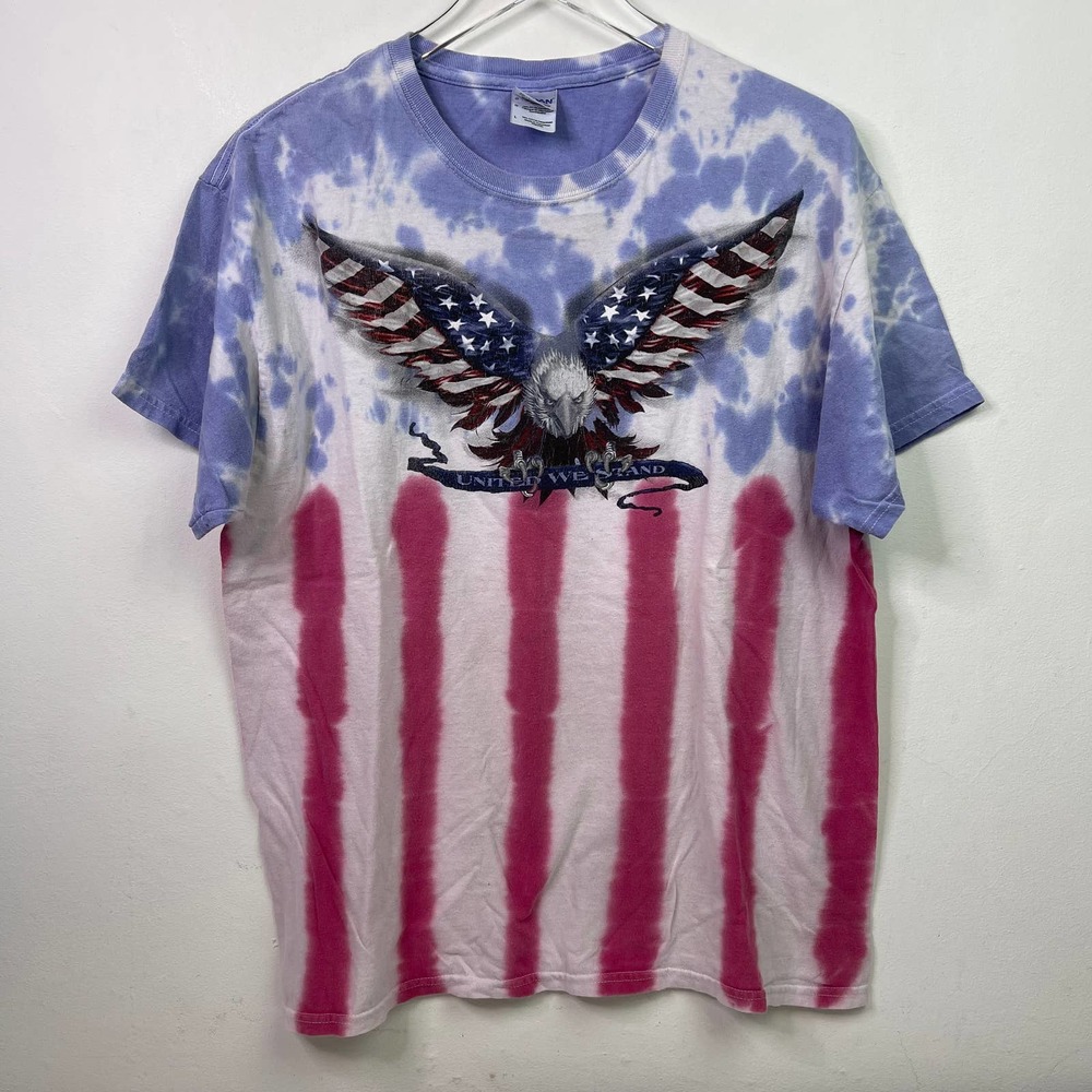 Vintage America USA United We Stand Eagle American Flag AOP Y2K T-shirt — Large